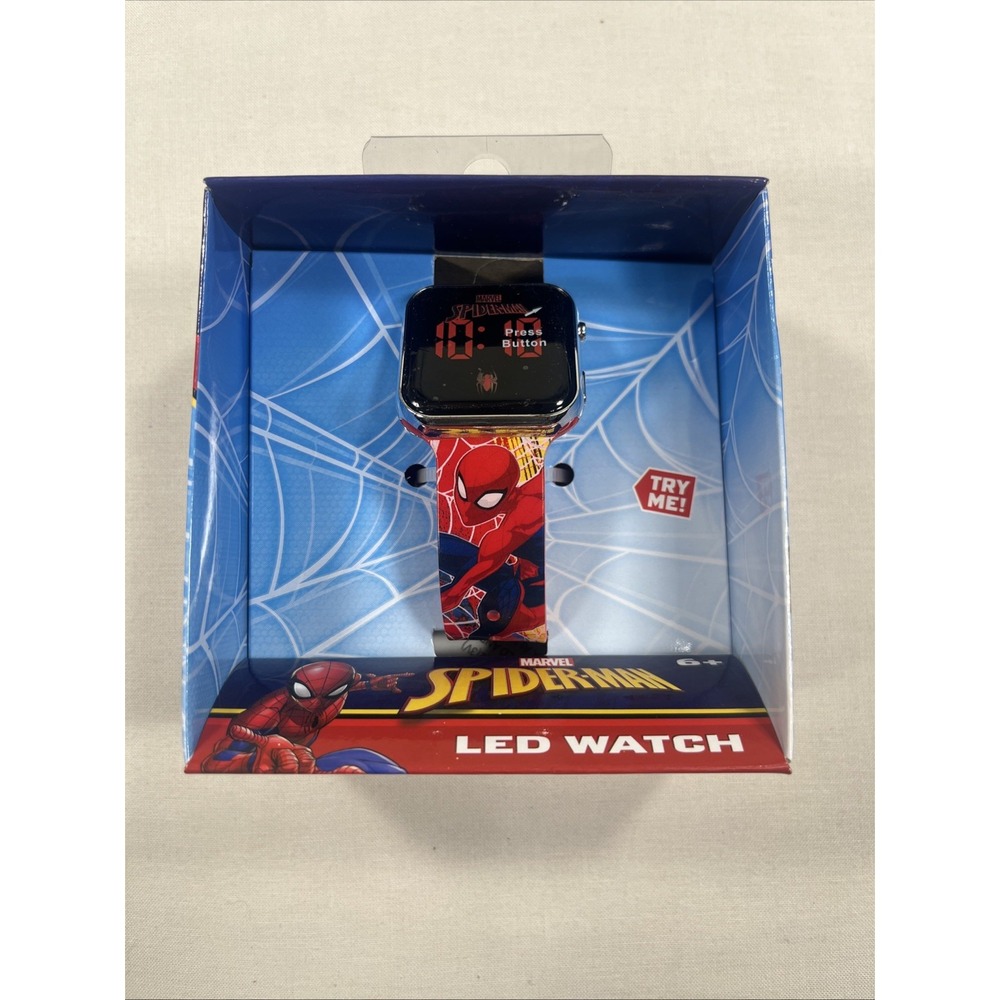 Spiderman LED Digital Wrist Watch Multicolor Time Date Rubber Band NEW